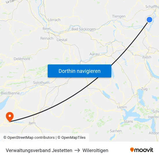 Verwaltungsverband Jestetten to Wileroltigen map