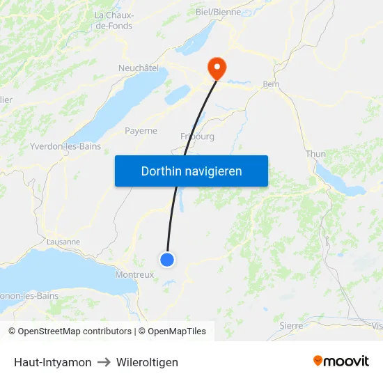 Haut-Intyamon to Wileroltigen map