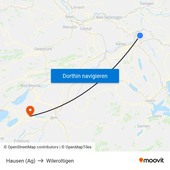 Hausen (Ag) to Wileroltigen map