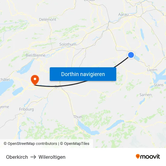 Oberkirch to Wileroltigen map