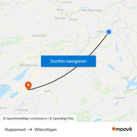Rupperswil to Wileroltigen map