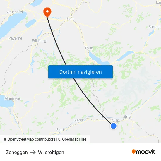 Zeneggen to Wileroltigen map
