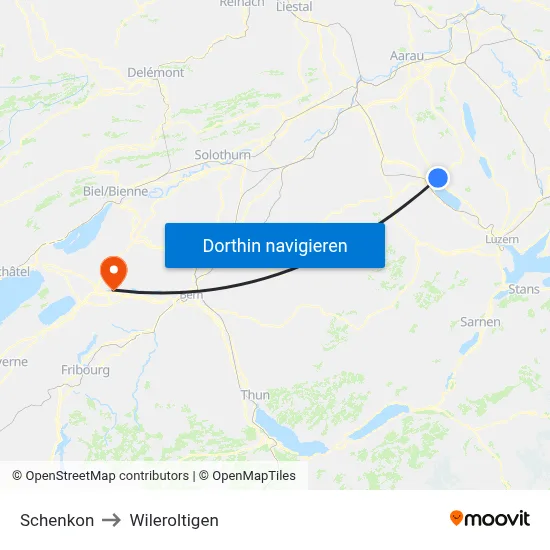 Schenkon to Wileroltigen map