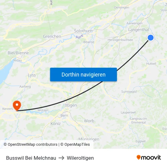 Busswil Bei Melchnau to Wileroltigen map