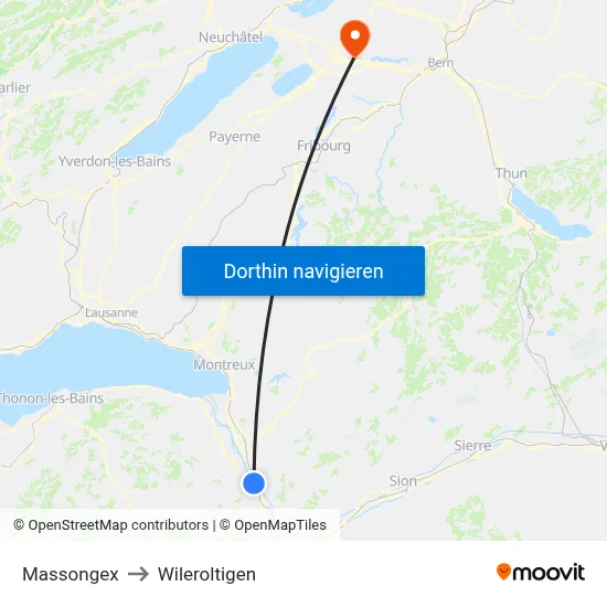 Massongex to Wileroltigen map