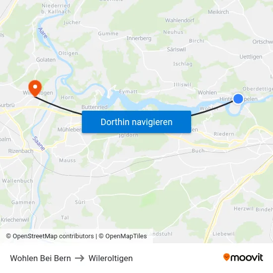 Wohlen Bei Bern to Wileroltigen map