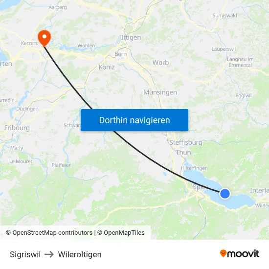 Sigriswil to Wileroltigen map