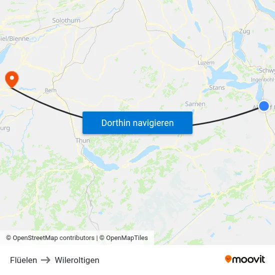 Flüelen to Wileroltigen map