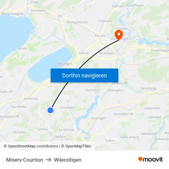 Misery-Courtion to Wileroltigen map
