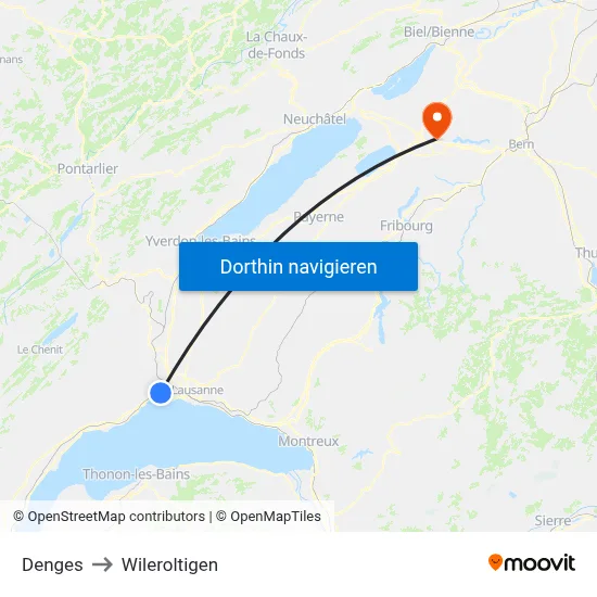 Denges to Wileroltigen map