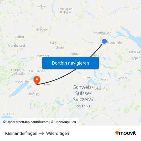 Kleinandelfingen to Wileroltigen map