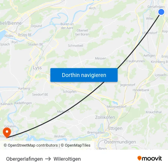 Obergerlafingen to Wileroltigen map