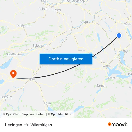 Hedingen to Wileroltigen map