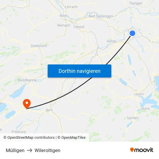 Mülligen to Wileroltigen map