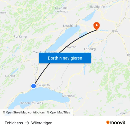 Echichens to Wileroltigen map