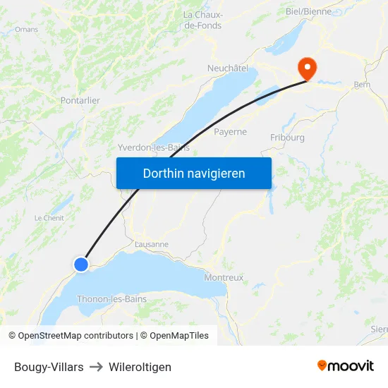 Bougy-Villars to Wileroltigen map