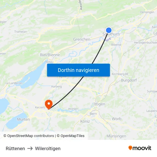 Rüttenen to Wileroltigen map