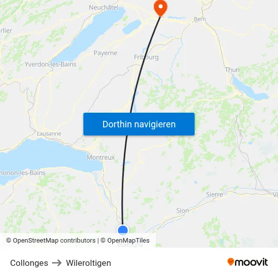 Collonges to Wileroltigen map