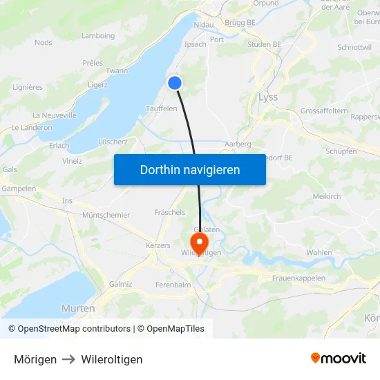 Mörigen to Wileroltigen map