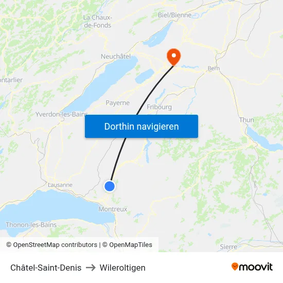 Châtel-Saint-Denis to Wileroltigen map