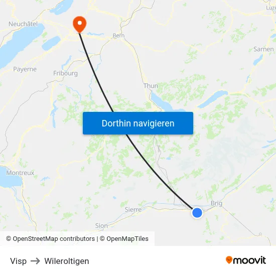Visp to Wileroltigen map