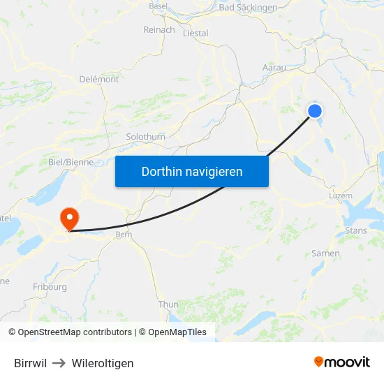 Birrwil to Wileroltigen map