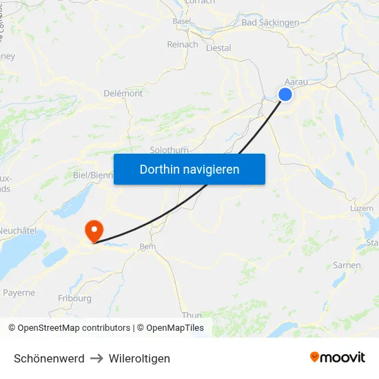 Schönenwerd to Wileroltigen map
