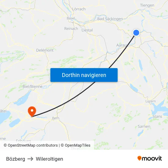 Bözberg to Wileroltigen map