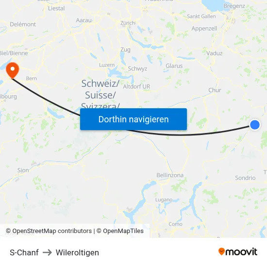 S-Chanf to Wileroltigen map
