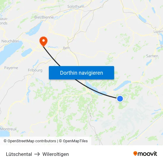 Lütschental to Wileroltigen map