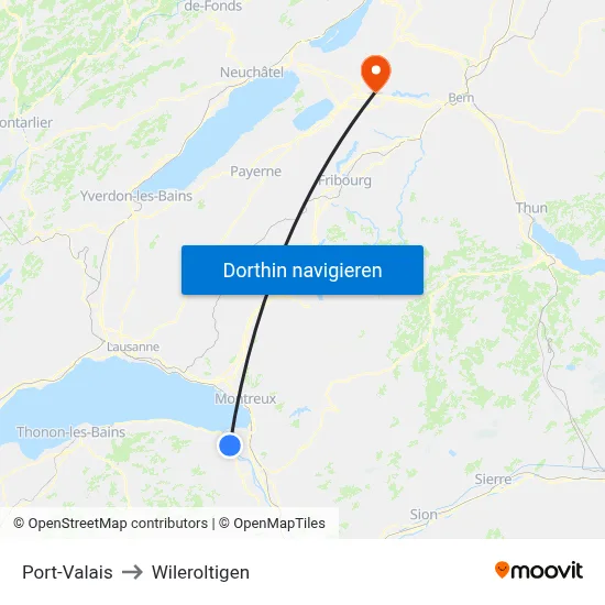 Port-Valais to Wileroltigen map