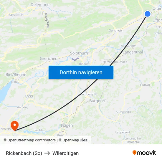 Rickenbach (So) to Wileroltigen map