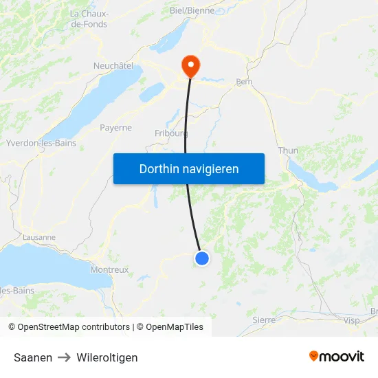 Saanen to Wileroltigen map