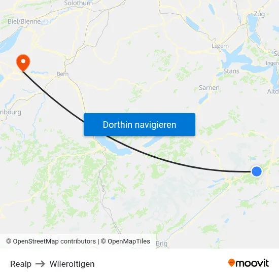 Realp to Wileroltigen map
