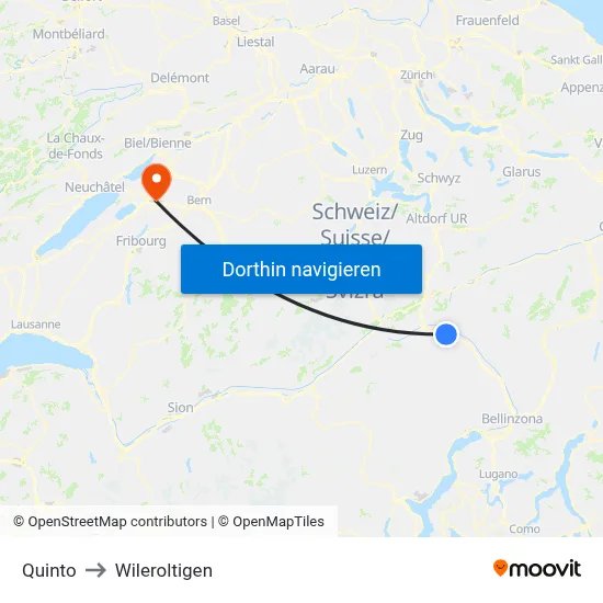 Quinto to Wileroltigen map