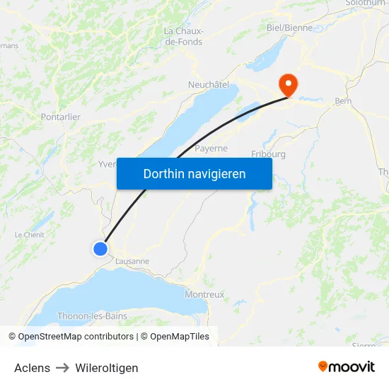 Aclens to Wileroltigen map