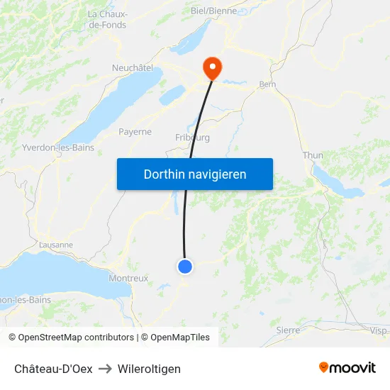 Château-D'Oex to Wileroltigen map