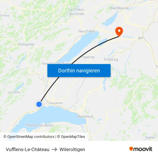 Vufflens-Le-Château to Wileroltigen map