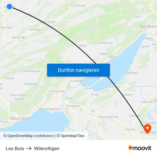 Les Bois to Wileroltigen map