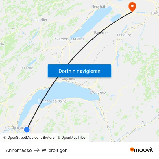 Annemasse to Wileroltigen map