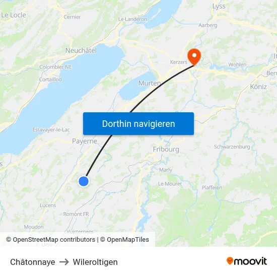 Châtonnaye to Wileroltigen map