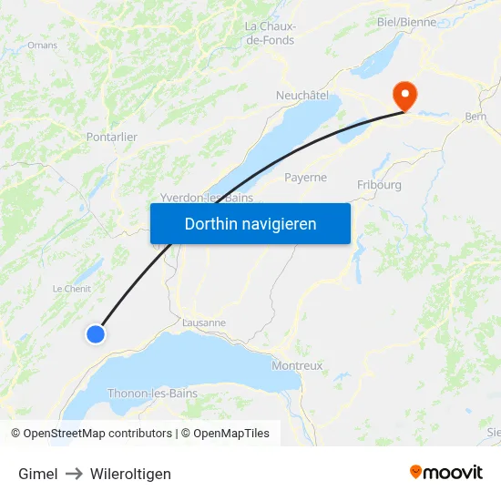 Gimel to Wileroltigen map