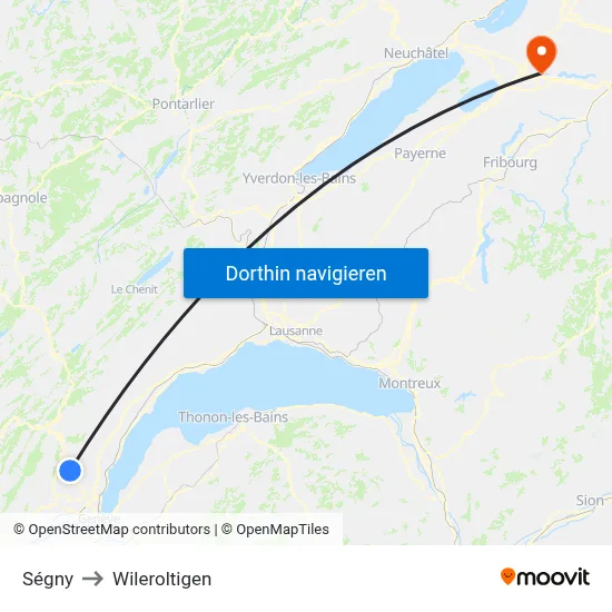 Ségny to Wileroltigen map