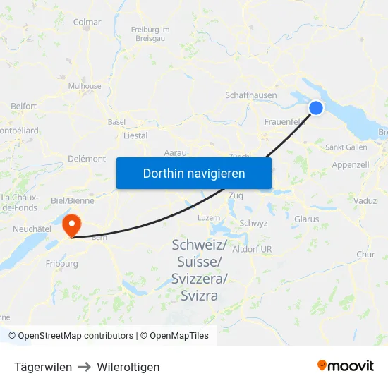 Tägerwilen to Wileroltigen map