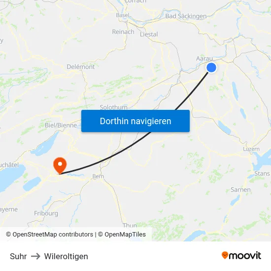 Suhr to Wileroltigen map