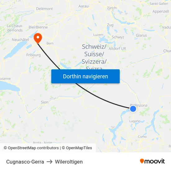 Cugnasco-Gerra to Wileroltigen map