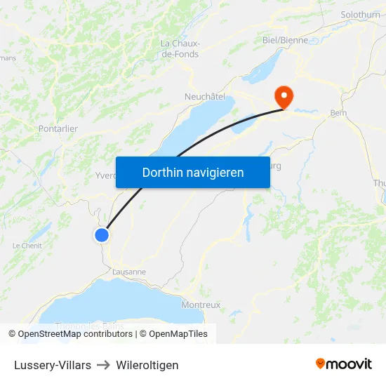 Lussery-Villars to Wileroltigen map