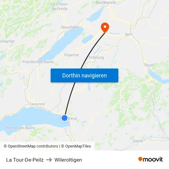 La Tour-De-Peilz to Wileroltigen map