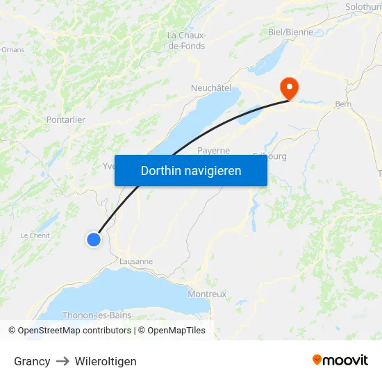 Grancy to Wileroltigen map
