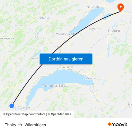 Thoiry to Wileroltigen map